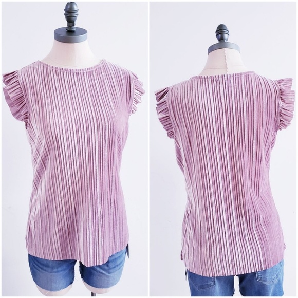 Rose smoke pleated velvet top - Picture 1 of 3